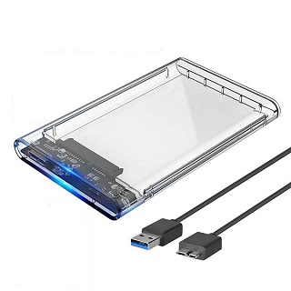 Hard Drive Enclosure 2.5 Inch USB 3.0 SATA Case External Clear Caddy HDD SSD